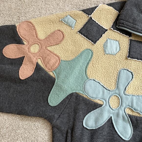 Free People We The Free Flower Power Pullover Gray Multi Size XS Half Zip Fleece - Picture 3 of 9